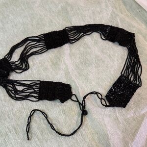 Vintage Chic Black Beaded Women's Belt